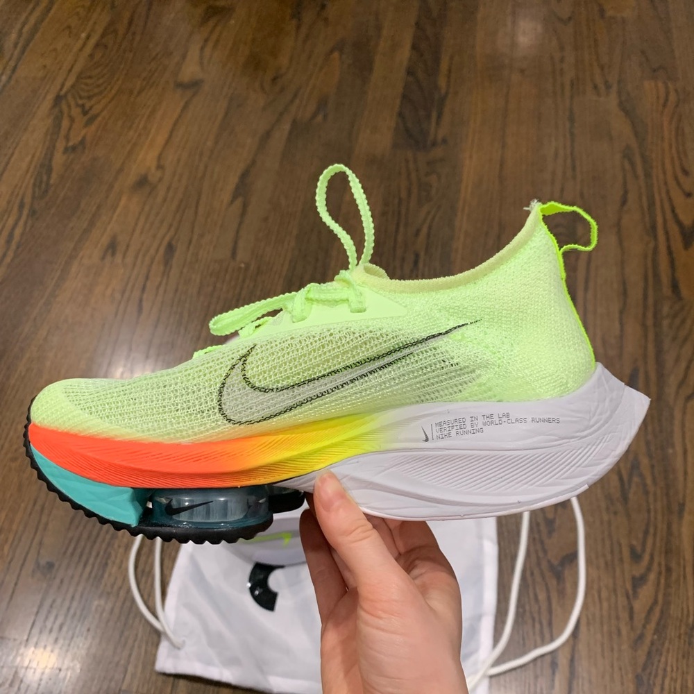 New Nike Air Zoom Alphafly Next% Barely Volt/Black-Hyper Orange Women’s US 5.5 - Picture 9 of 14